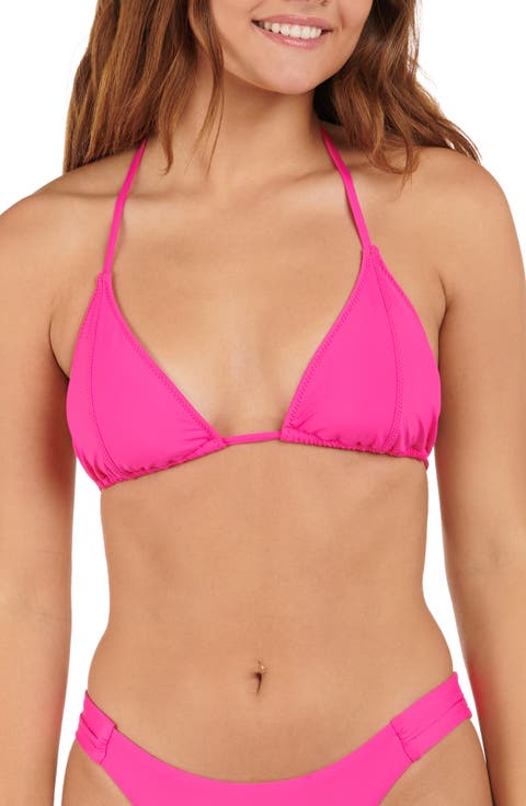 Solid Seamed Triangle Bikini Top