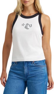 Wrangler Western Embroidered Ringer Graphic Tank
