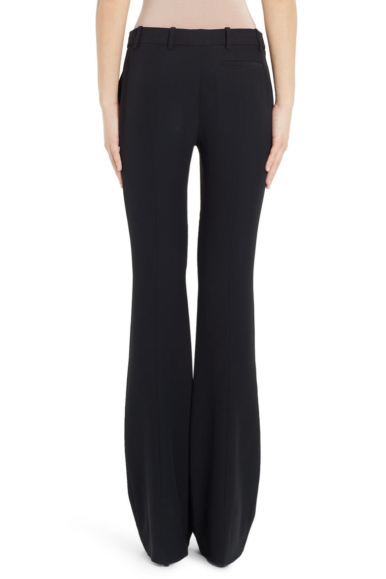 Alexander McQueen Leaf Crepe Slim Bootcut Pants, Alternate, color, BLACK