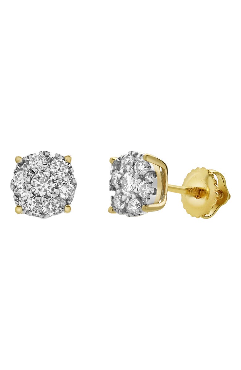 LuvMyJewelry Lab Grown Diamond Cluster Stud Earrings, Alternate, color, 14K Yellow Gold