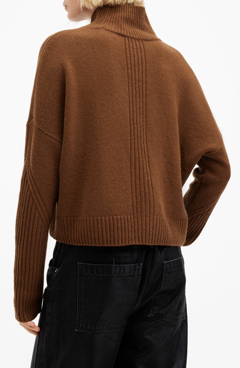 AllSaints Ines Cashmere & Wool Turtleneck Sweater, Alternate, color, Sugar Brown