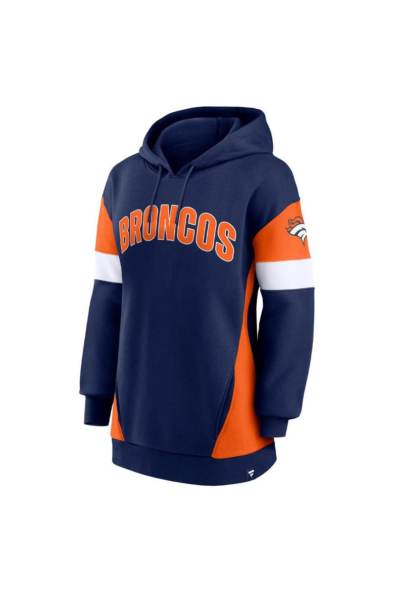 Women's Fanatics Branded Navy/Orange Denver Broncos Lock It Down Pullover Hoodie, Alternate, color, Navy