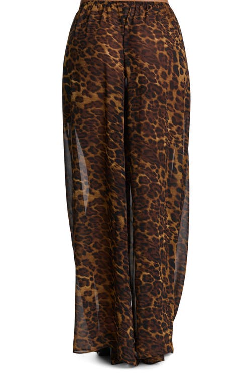 Naked Wardrobe Leopard Print Chiffon A-line Maxi Skirt In Brown