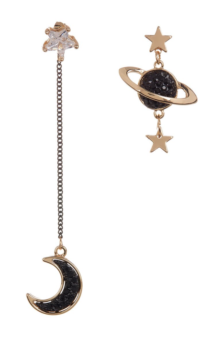 Galaxy Mismatched Earrings Set, Main, color, DAKR SILVER
