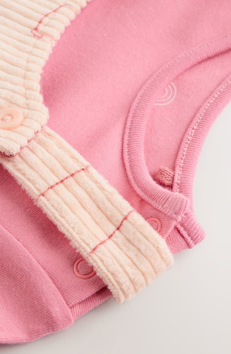 NEXT T-Shirt & Print Corduroy Overalls Set, Alternate, color, Cream/ Pink Character