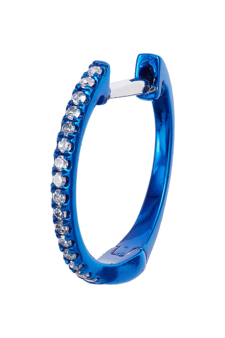 Blue Rhodium Diamond Hoop Earrings, Alternate, color, BLUE