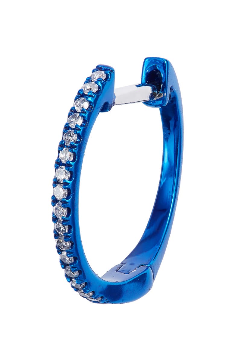 Meira T Blue Rhodium Diamond Hoop Earrings, Alternate, color, Blue