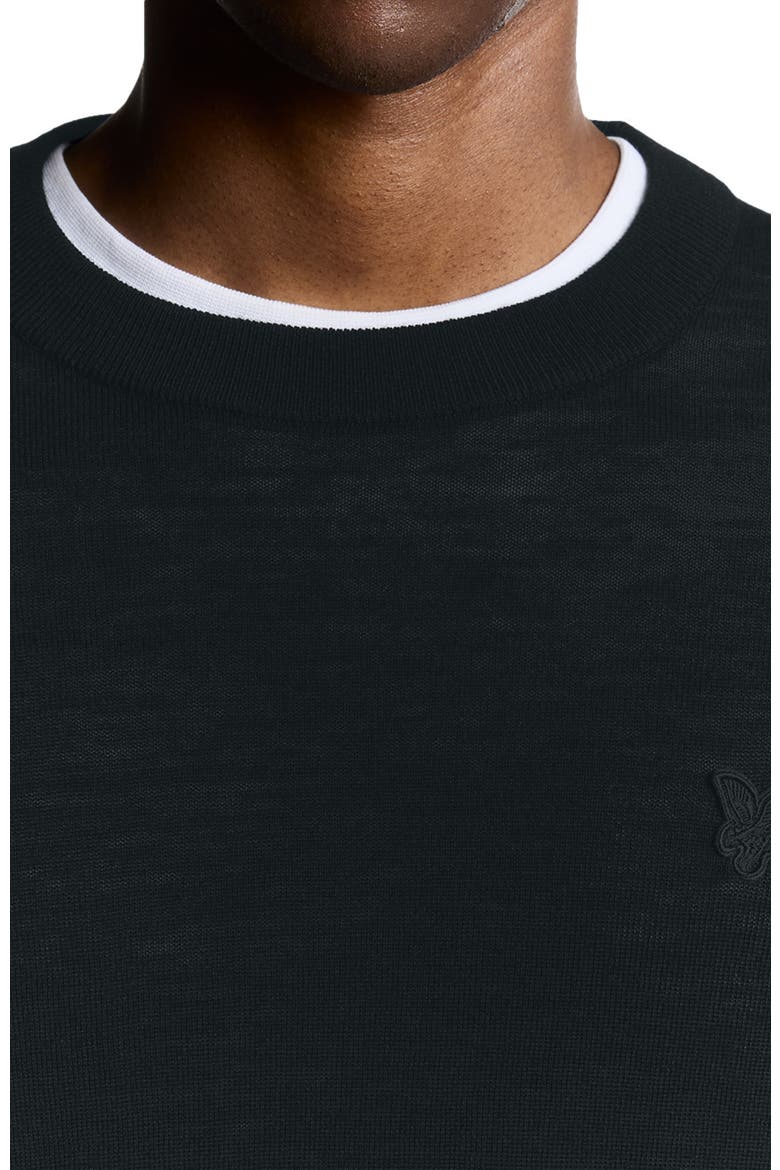 Tonal Eagle Merino Crew Neck Sweater, Alternate, color, Jet Black