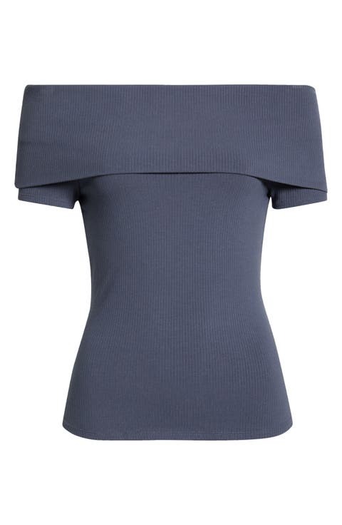 Rosarita Rib Knit Off the Shoulder Top