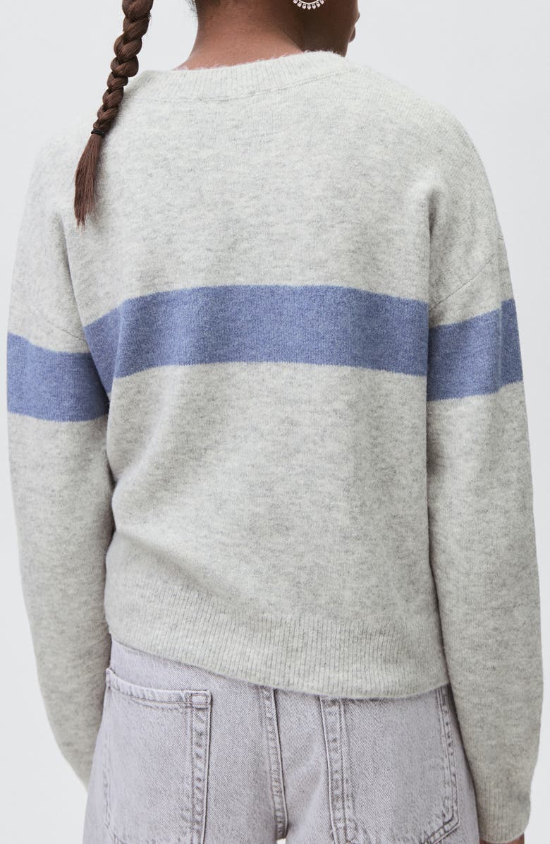 MANGO TEEN NYC Intarsia Stripe Sweater, Alternate, color, Medium Heather Grey