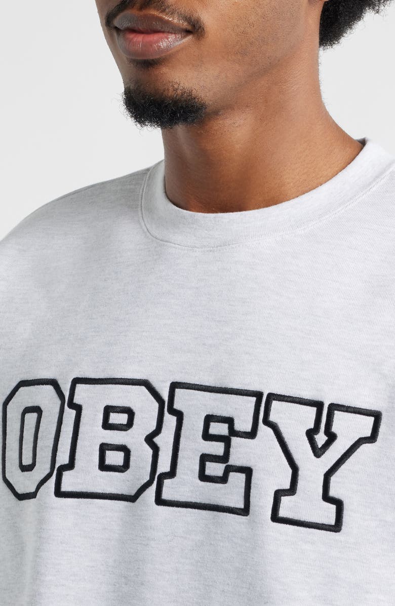 Obey Tenor Heayweight Fleece Crewneck Sweatshirt, Alternate, color, Ash Grey