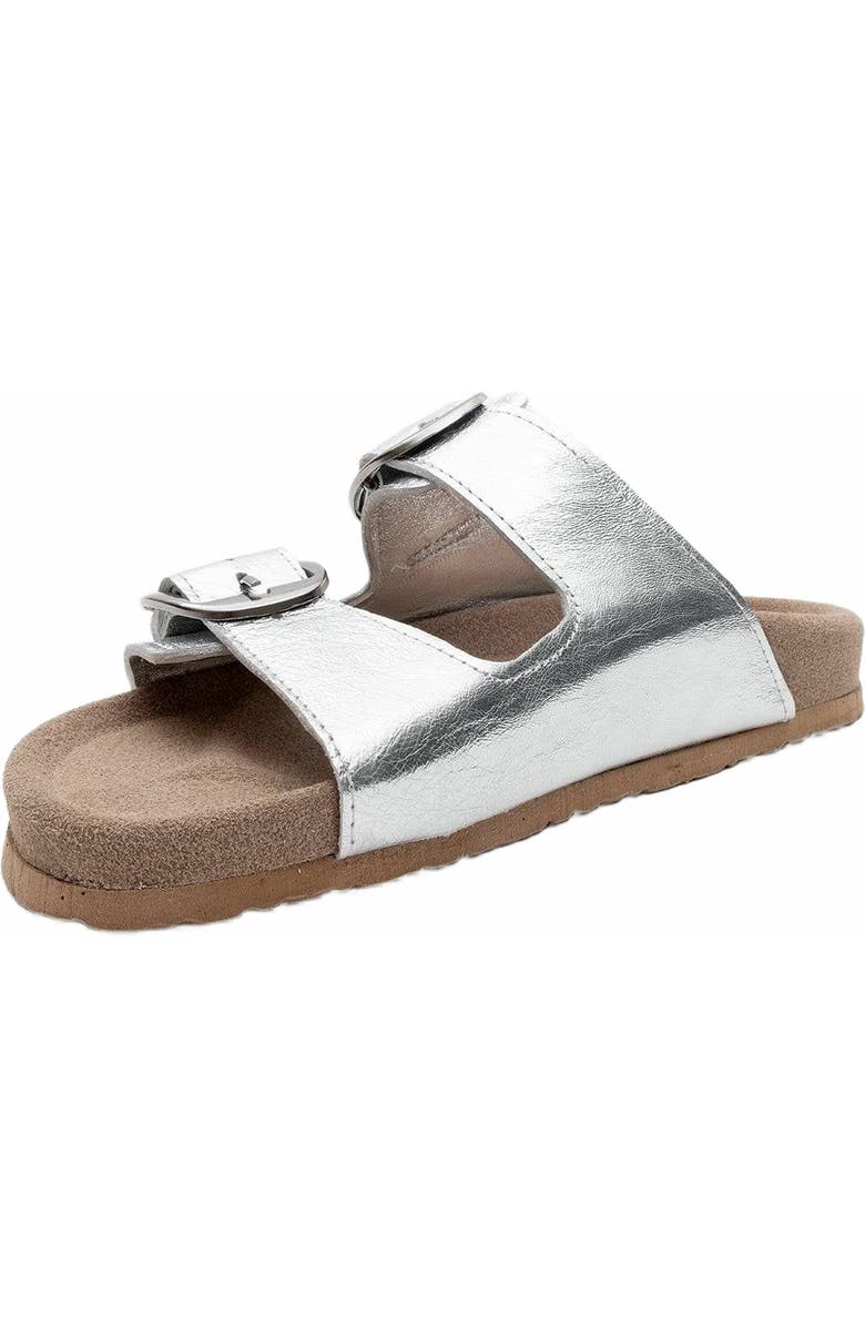 Forever & Always Shoes Ovesta Soft Footbed Leather Slide Sandal, Alternate, color, Silver Leather