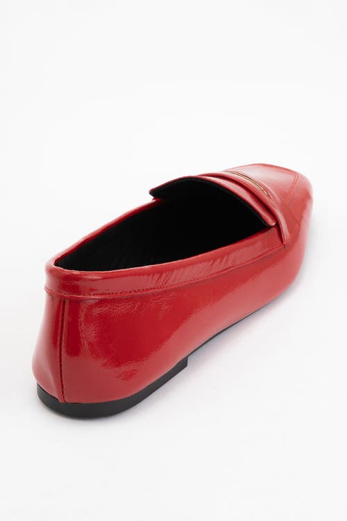 Forever & Always Shoes Iridessa Leather Flat Loafers In Red Patent Leather