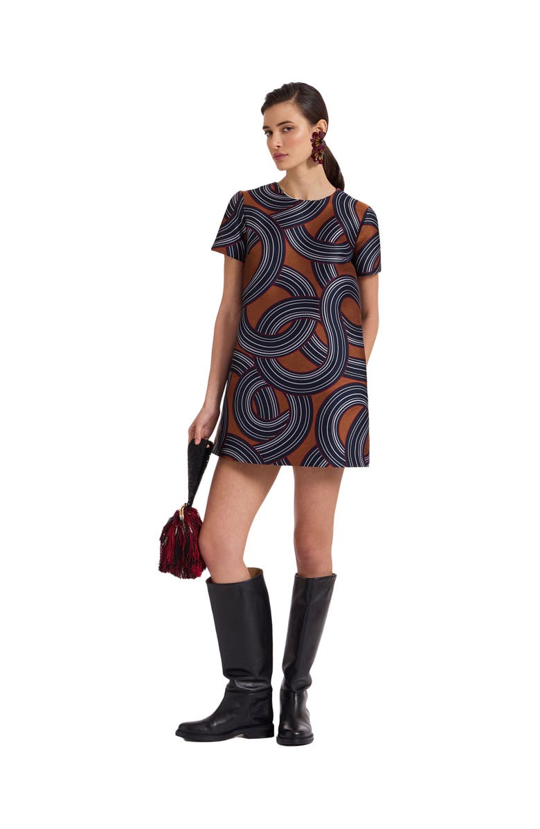 La DoubleJ Mini Swing Dress Montecarlo Jacquard Blue, Alternate, color, 