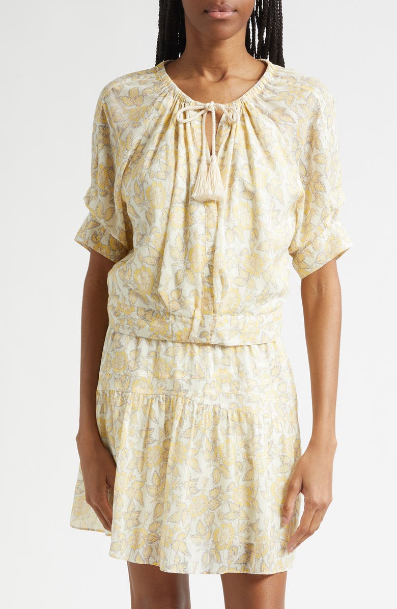 Derek Lam 10 Crosby Suri Voile Top, Main, color, Valiase Yellow Floral