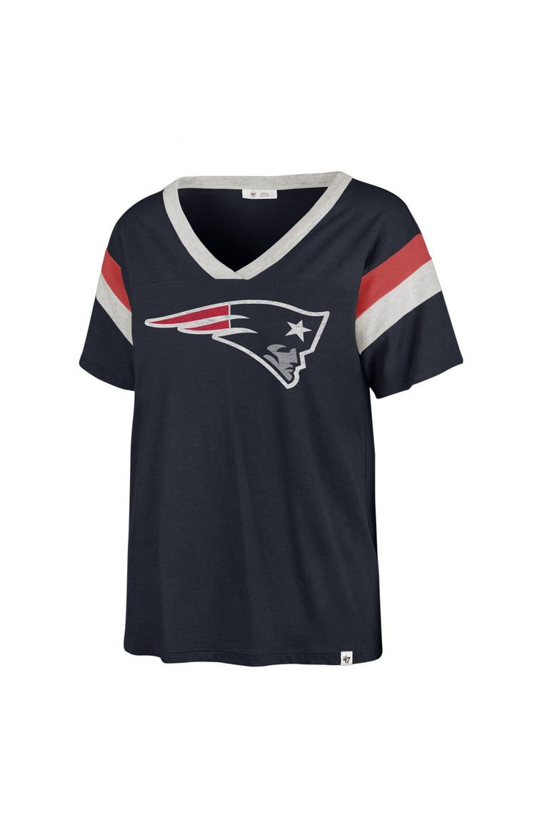 Women's '47 Navy New England Patriots Phoenix V-Neck T-Shirt, Main, color, Navy