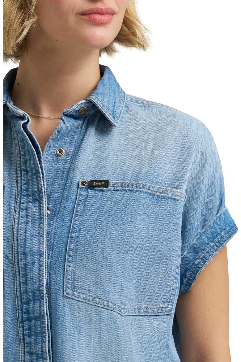Roll Sleeve Denim Utility Shirt, Alternate, color, STALLED OUT