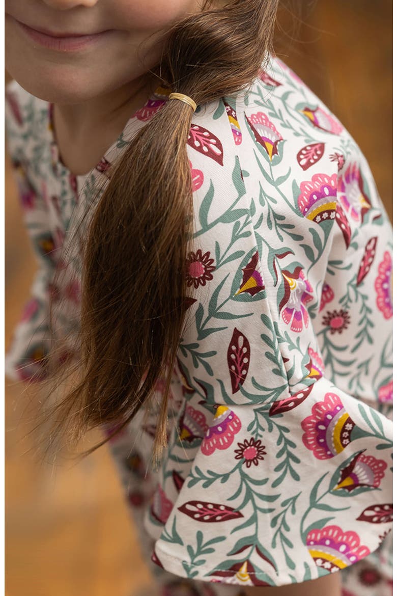 Organic Cotton Flutter Sleeve Cascade Dress, Alternate, color, Folk Floral