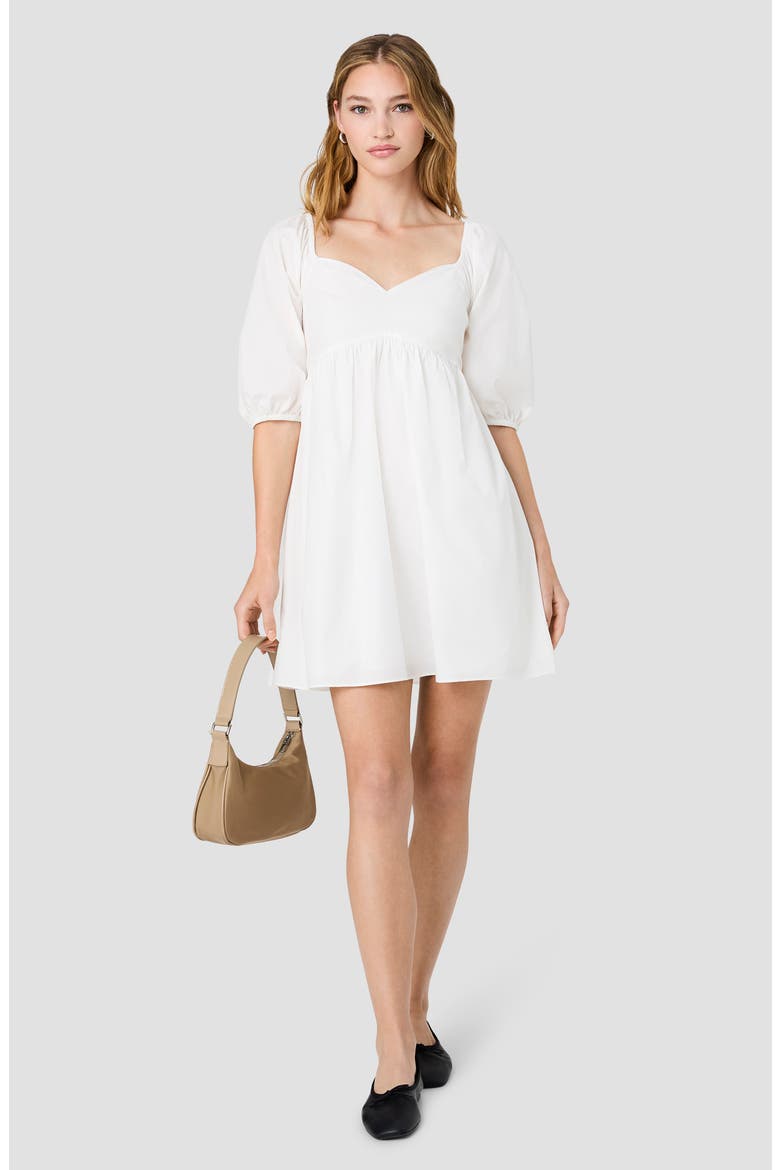 Cambria Puff Shoulder Cotton Minidress, Alternate, color, SUMMER WHITE