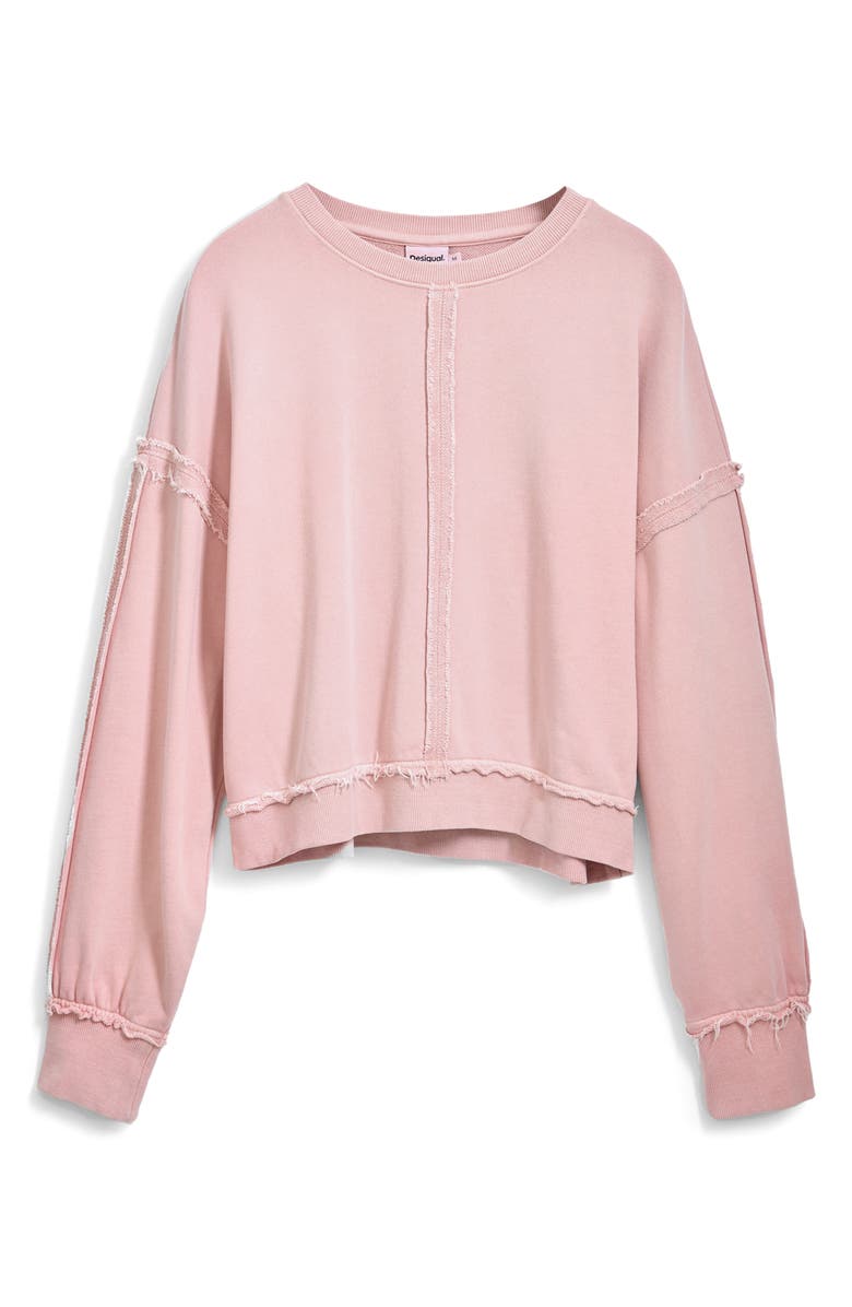 Desigual Exposed Seam Cotton Sweatshirt, Alternate, color, 