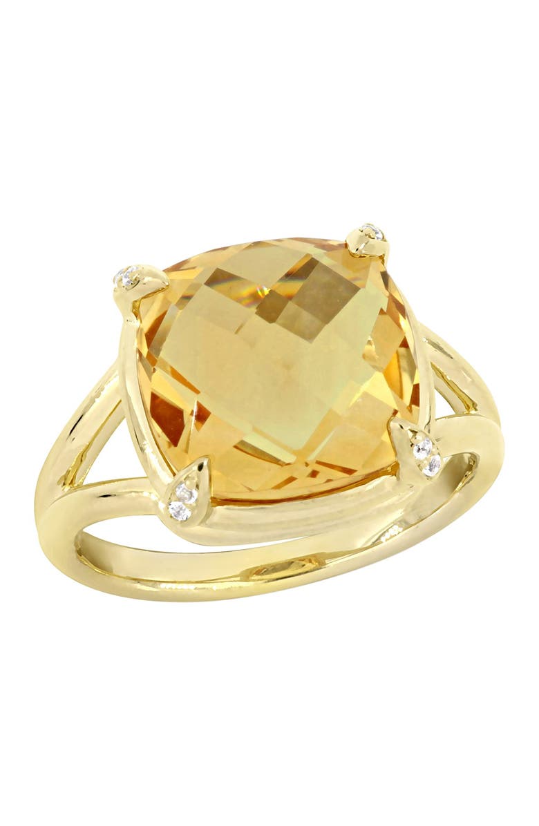 DELMAR Yellow Gold Plated Sterling Silver Citrine & White Topaz Stone Shank Ring, Main, color, Yellow