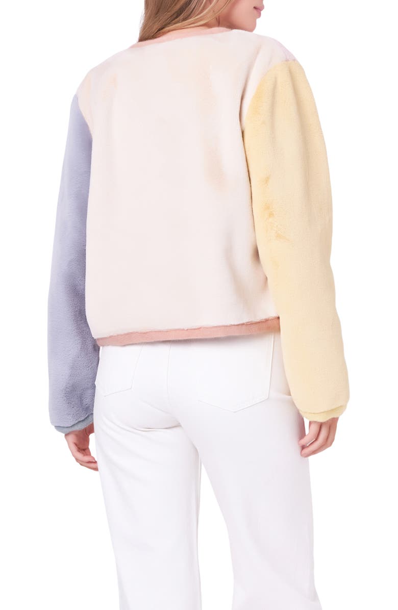 English Factory Colorblock Faux Fur Jacket, Alternate, color, Pink Multi