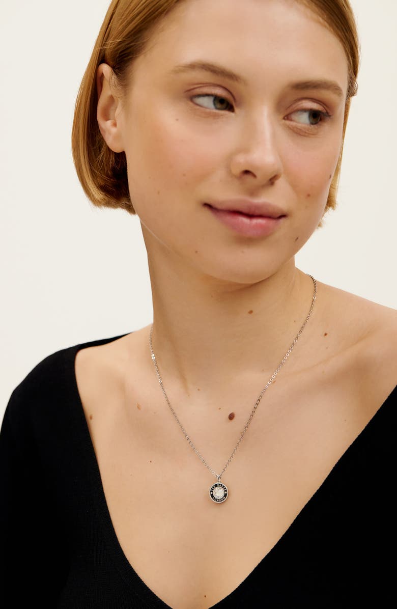Ted Baker Cherlie Logo Crystal Pendant Necklace, Alternate, color, Silver Tone/ Black/ Clear
