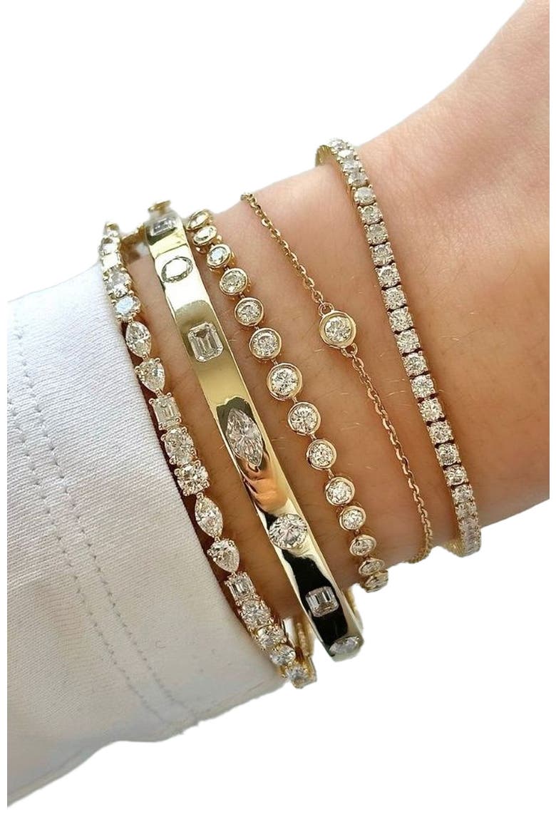 Graduated Bezel Bracelet Lab Diamond in 14K Gold, Alternate, color, Yellow Gold