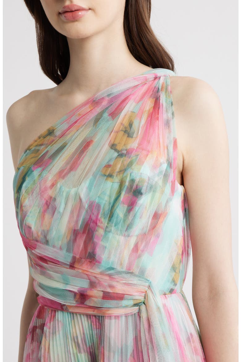 Philippa One-Shoulder Gown, Alternate, color, MINT/ MULTI OVERLAY TROPICAL