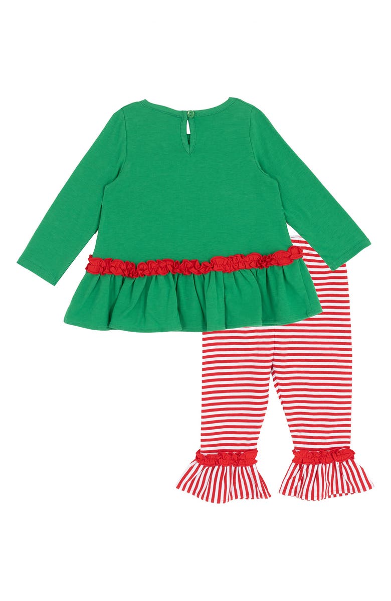 Rare Editions Santa Sleigh Appliqué Top & Leggings Set, Alternate, color, Green