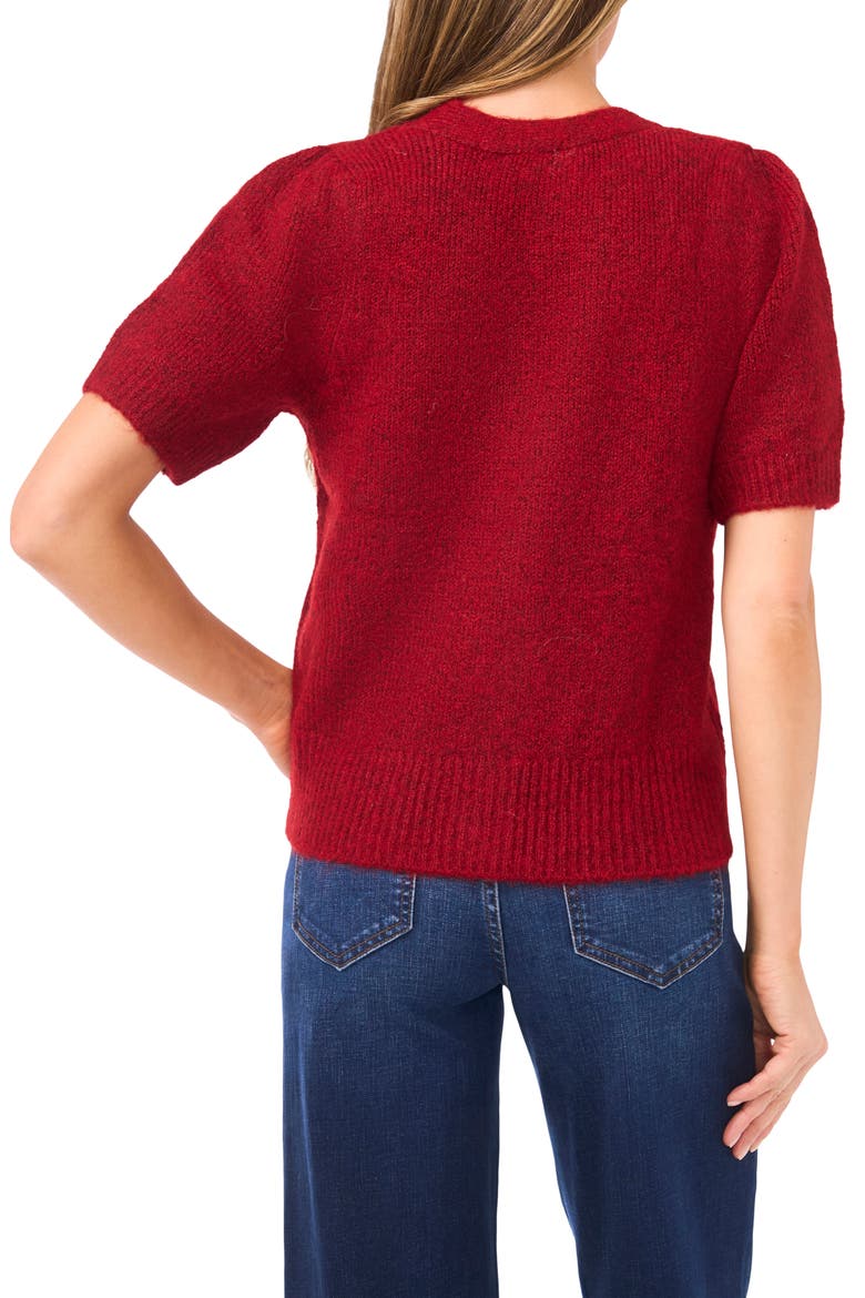 Hairy Puff Sleeve Cardigan, Alternate, color, BURGUNDY RED