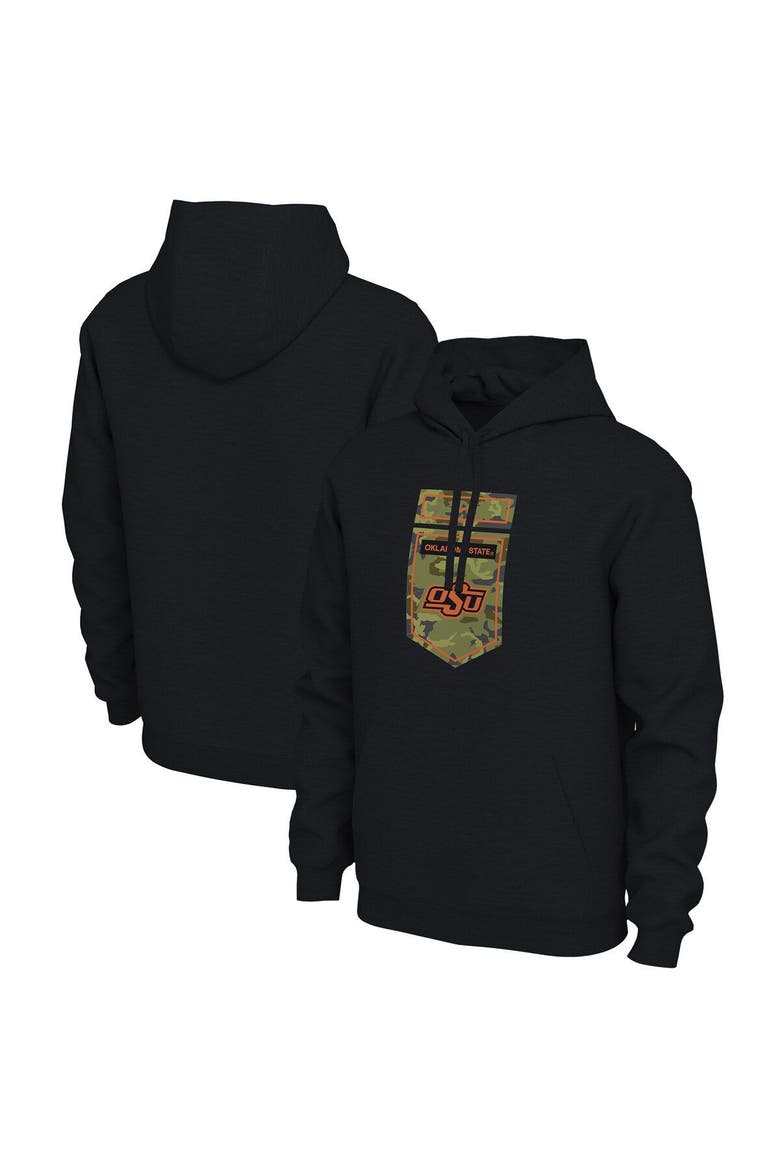 Men's Nike Black Oklahoma State Cowboys Veterans Camo Pullover Hoodie, Main, color, Black