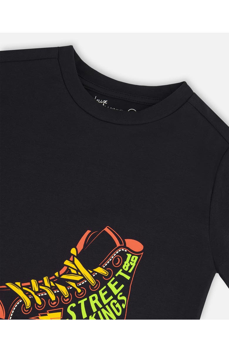 Deux par Deux Boy's Organic Cotton Graphic Tee Black And Red Shoe, Alternate, color,