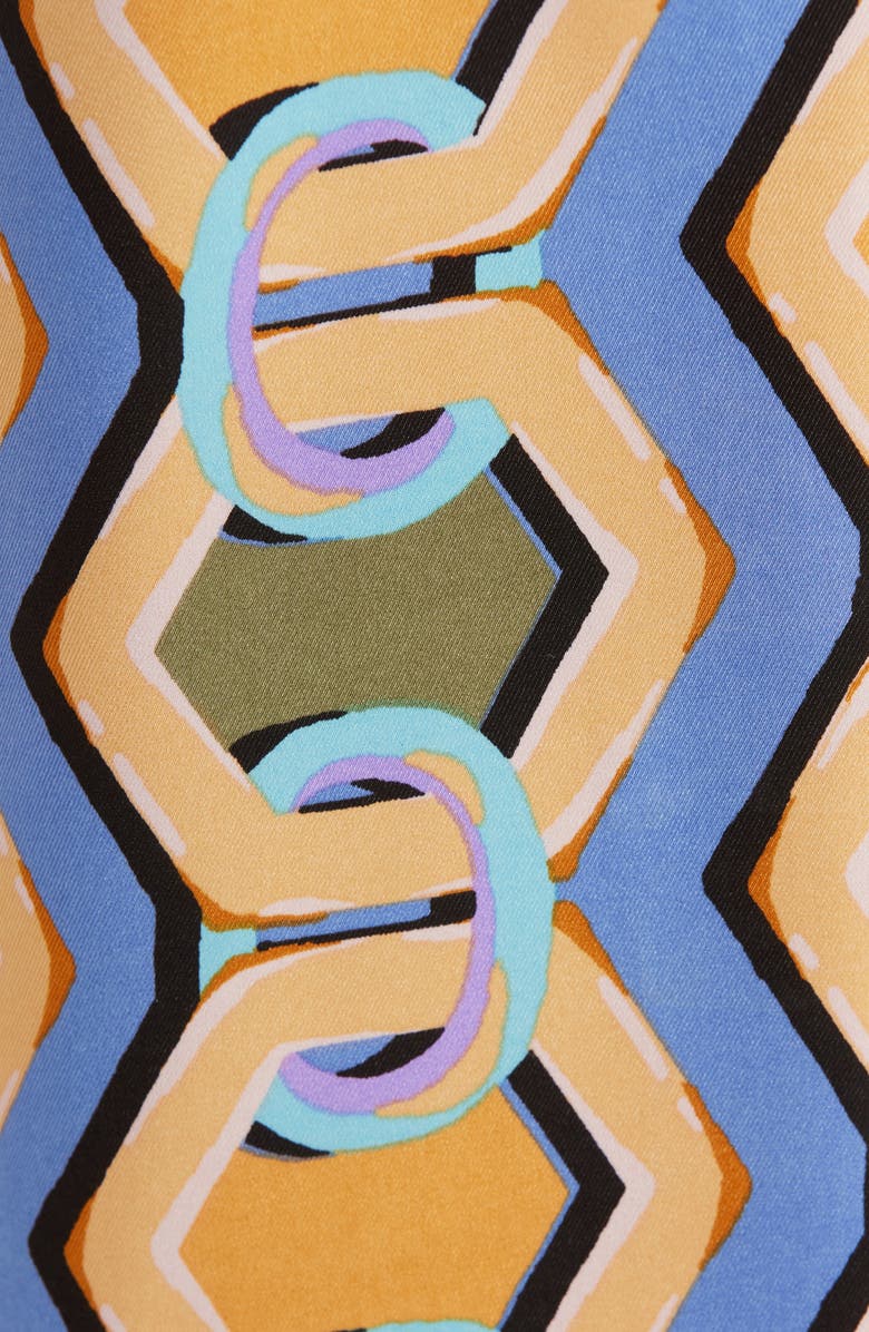 Tahari ASL Geo Print Satin Wide Leg Pants, Alternate, color, Blue Chains