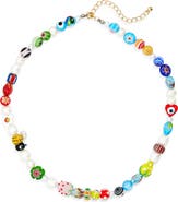EYE CANDY LOS ANGELES Milliefiori Bead & Faux Pearl Necklace