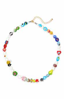 EYE CANDY LOS ANGELES Milliefiori Bead & Faux Pearl Necklace