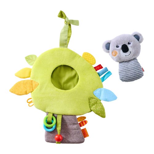 Haba Koala Discovery Cushion Hanging Crib Toy With Play Elements In Yellow Multi