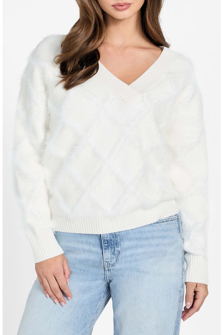 Diamond Stitch Sweater, Main, color, WHITE