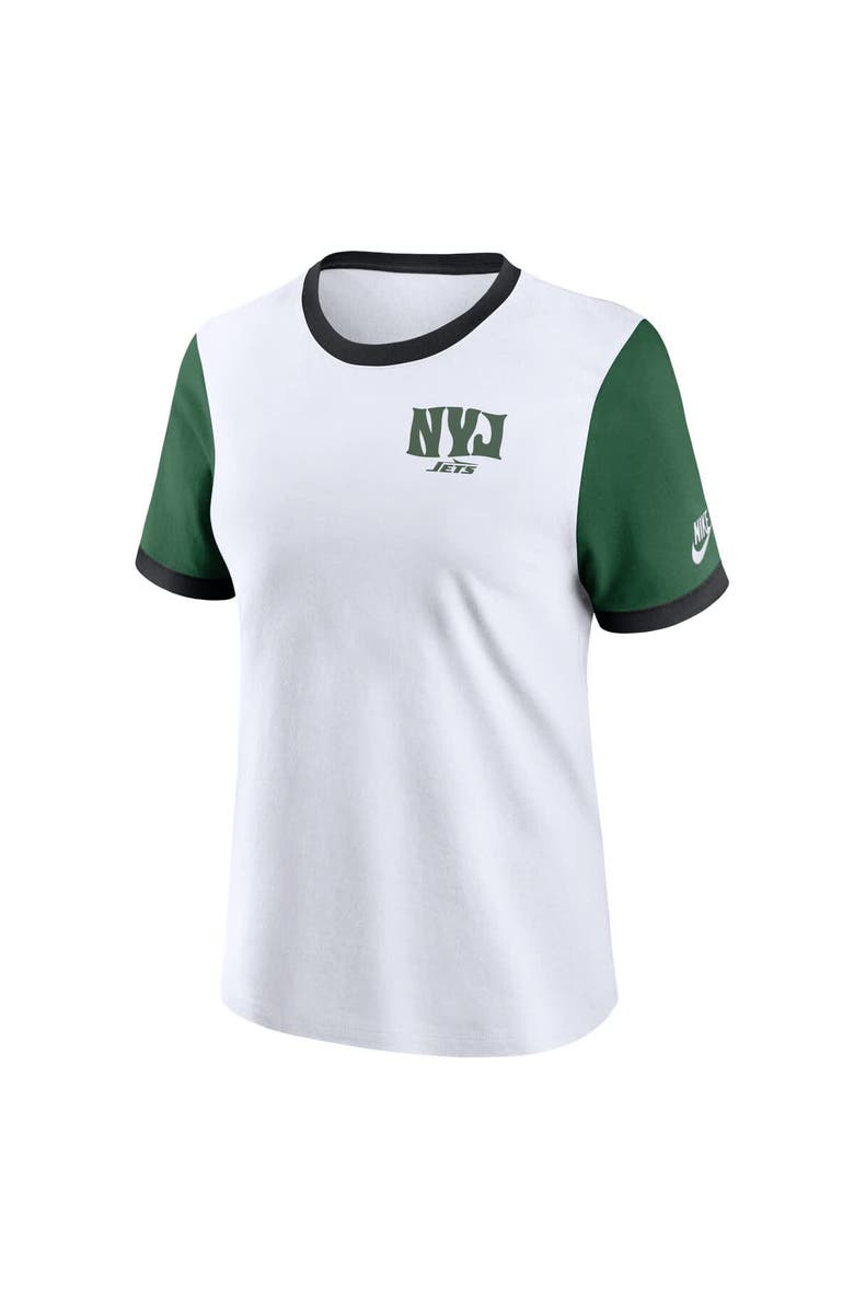Nike Women's Nike White/Green New York Jets Rewind Ringer T-Shirt, Alternate, color, White