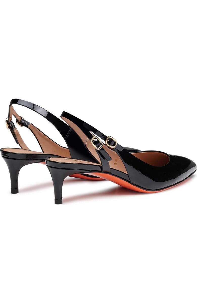 Santoni Women's patent leather mid-heel slingback, Alternate, color, Black