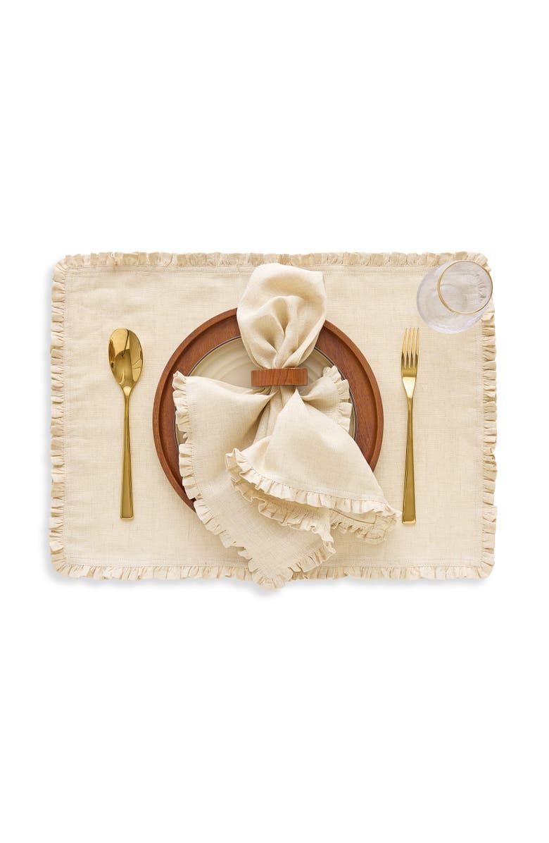 Solino Home Linen Dinner Napkins - Juliette Ruffle, 20" x 20", Alternate, color, Natural