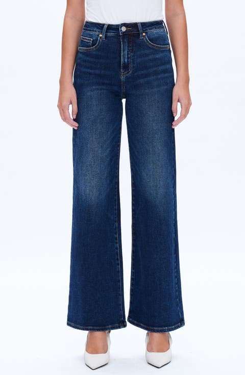 Linda High Waist Wide Leg Jeans (Deep Sea)