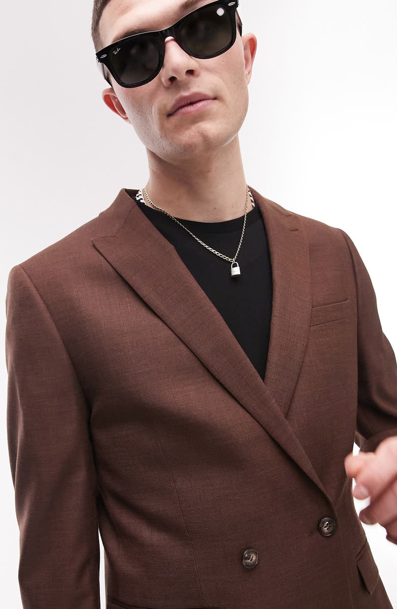 Topman Super Skinny Double Breasted Suit Jacket, Alternate, color, 