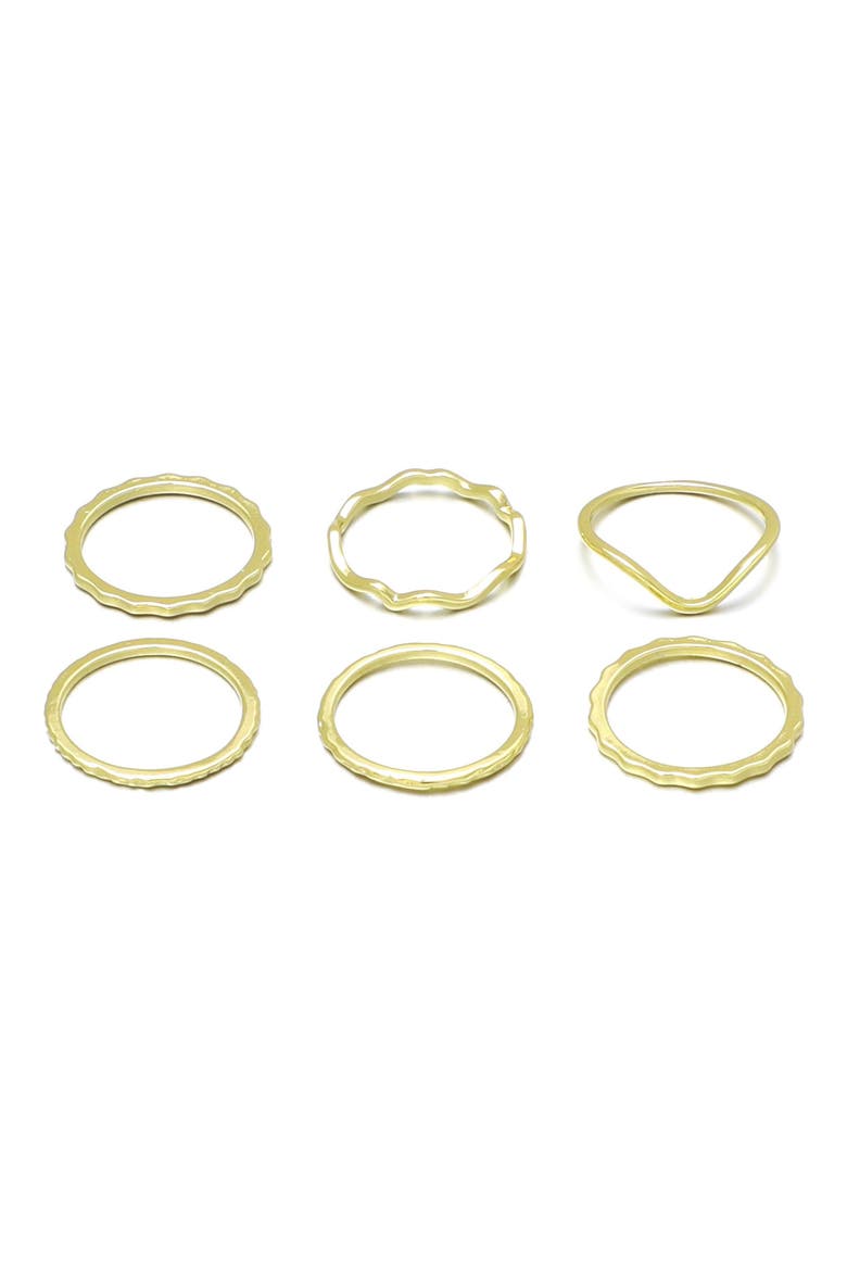 Set of 6 Assorted Stacking Rings, Alternate, color, GOLD