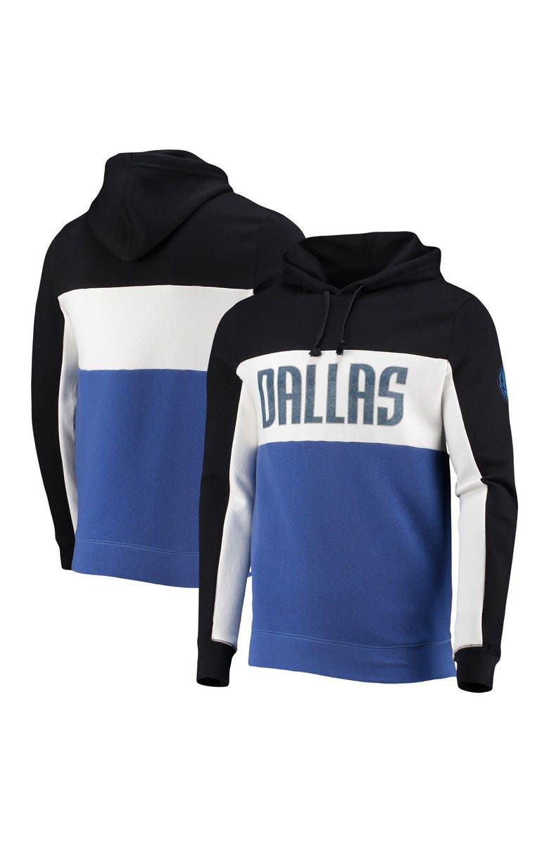 Junk Food Men's Junk Food Black/White Dallas Mavericks Wordmark Colorblock Fleece Pullover Hoodie, Main, color, 