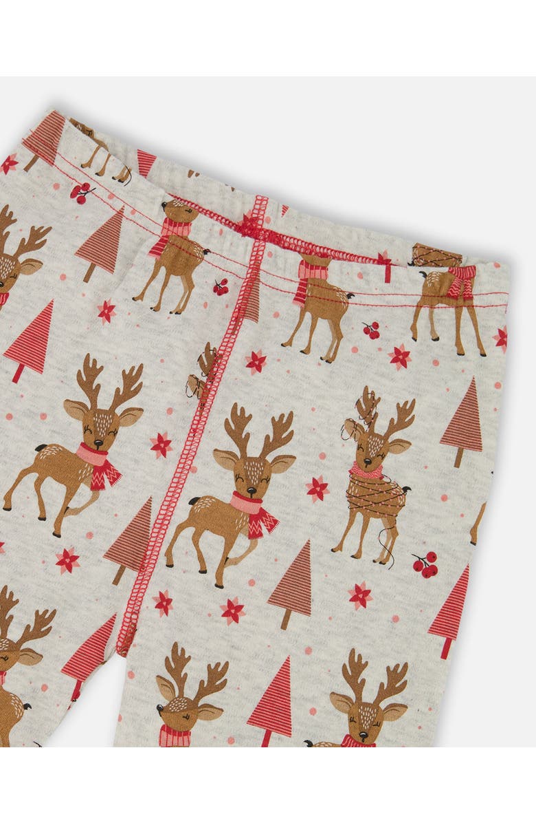 Deux par Deux Organic Cotton Two-Piece Pajamas Girly Reindeer, Alternate, color, Beige