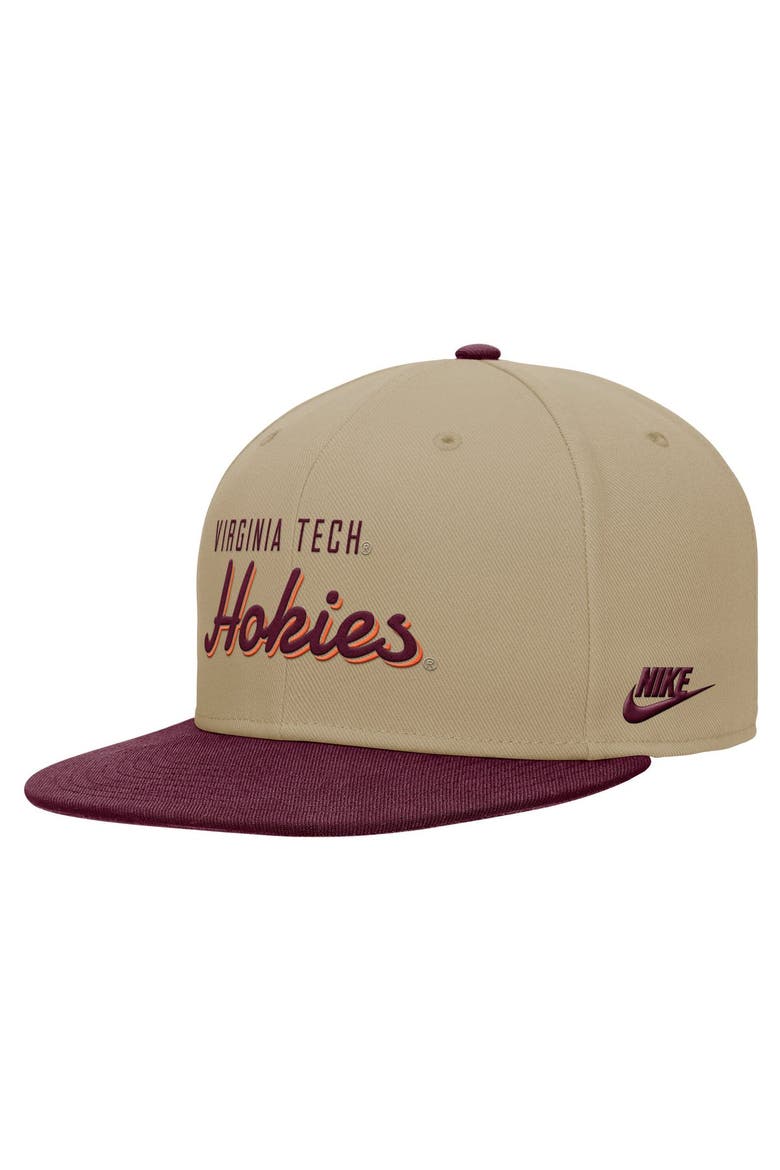 Men's Nike Beige/Maroon Virginia Tech Hokies Pro Dri-FIT Snapback Hat, Alternate, color, Beige