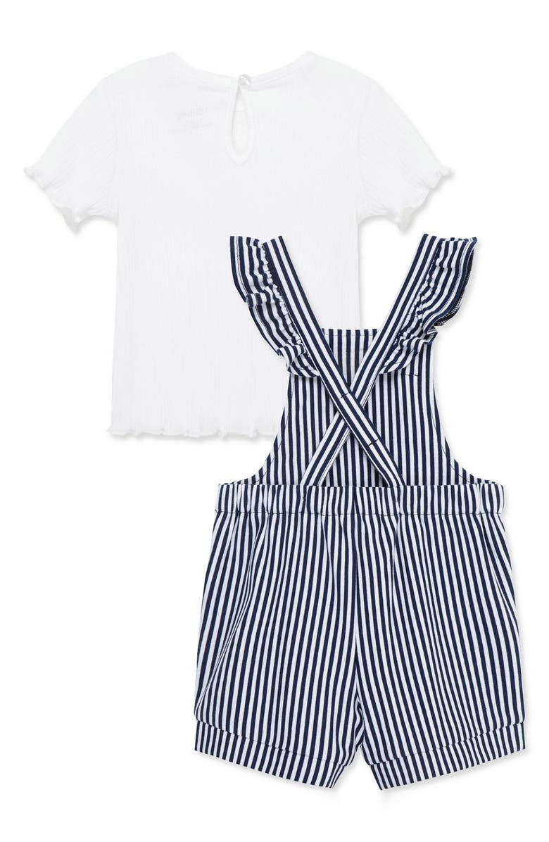 Little Me T-Shirt & Daisy Overalls Set, Alternate, color, 