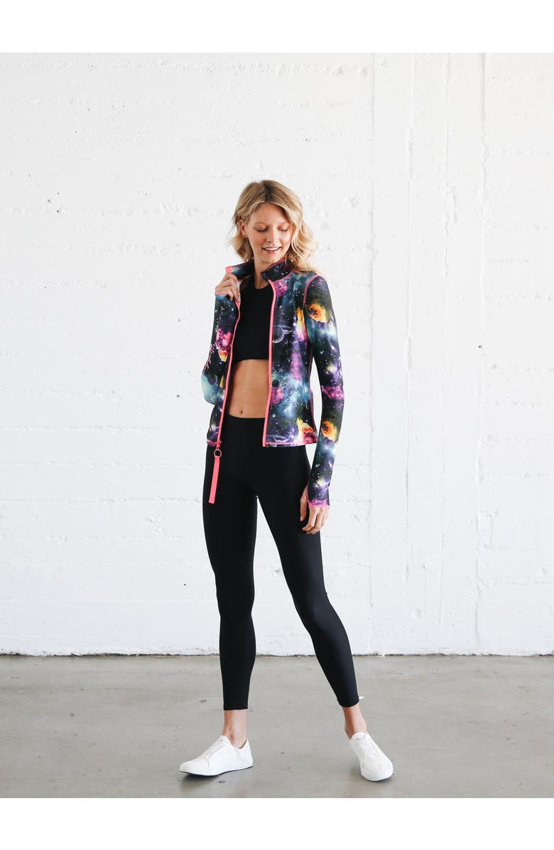 TUTUBLUE Women's Full Zip-Front Rash Guard Swim Top - UPF 50+, Alternate, color, Galaxy Nebula