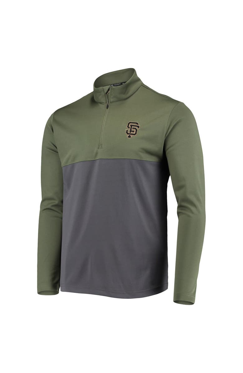 LEVELWEAR Men's Levelwear Olive San Francisco Giants Delta Pursue Quarter-Zip Jacket, Alternate, color, Olive